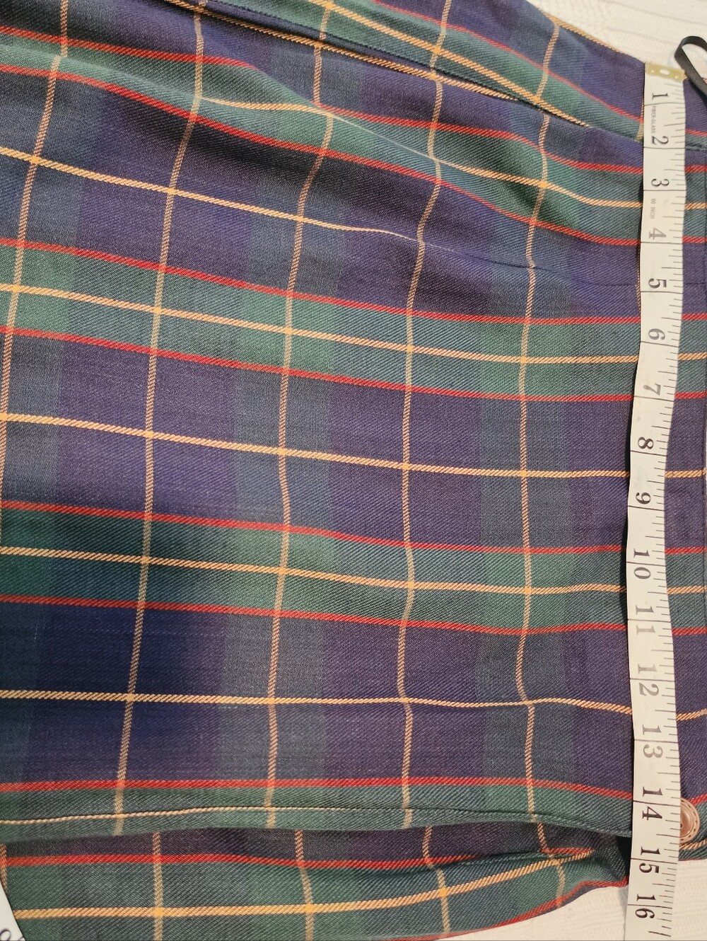 Navy & Green Tartan Plaid Cotton Blend Maxi Wrap Skirt Size 10 Preppy Career - Picture 10 of 11
